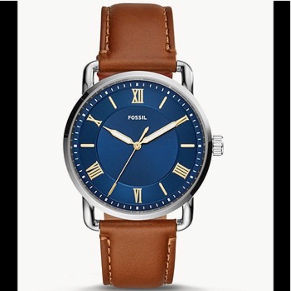 NWT-Fossil-Cope 42mm Three-Hand Luggage Leather - Picture 1 of 3